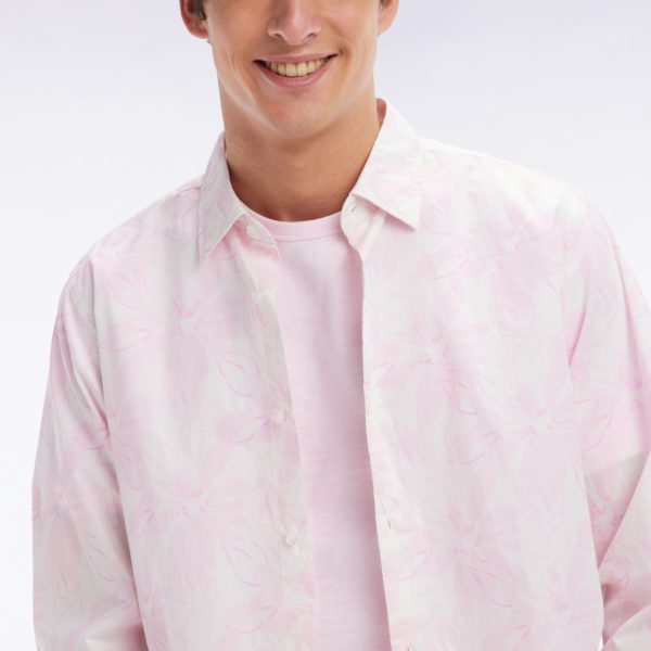 Chemise En Popeline De Coton Imprimé Nœud Papillon Rose Coupe Droite Eden Park