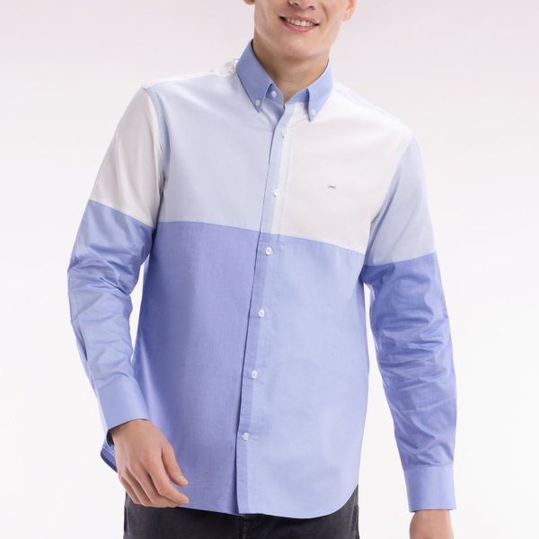 Chemise En Twill De Coton Bleu Foncé Coupe Droite Eden Park