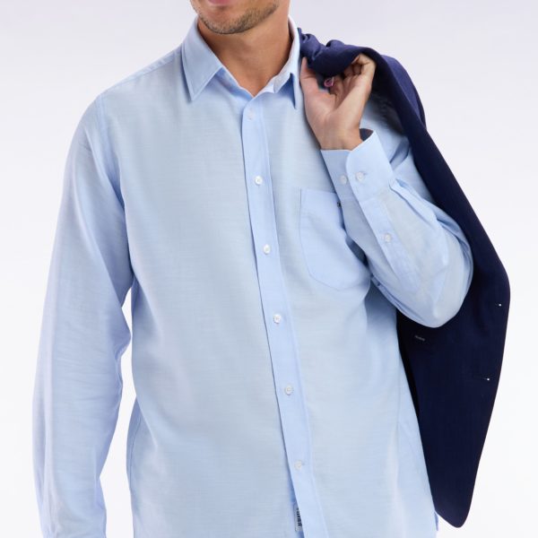 Chemise Unie À Poche Plaquée En Coton Ciel Eden Park