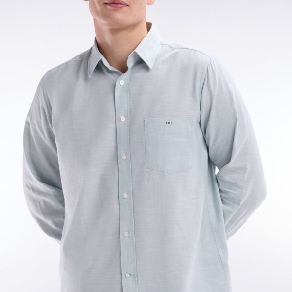 Chemise Unie À Poche Plaquée En Coton Gris Foncé Eden Park