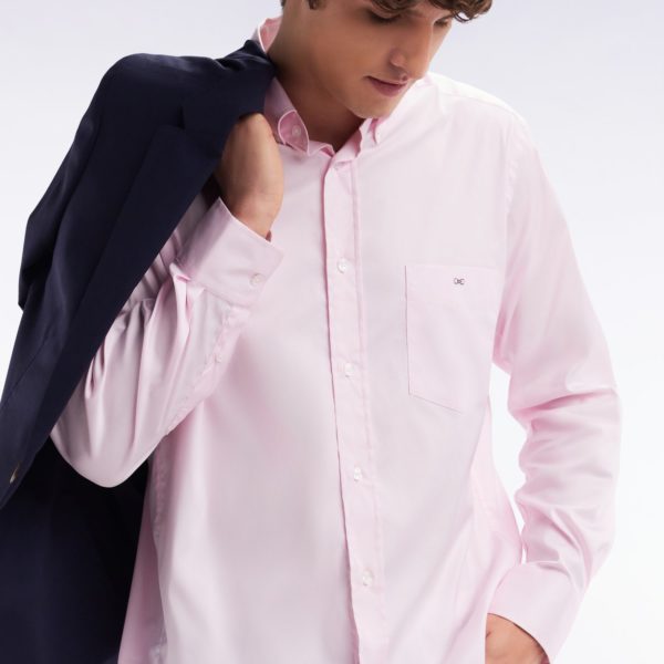 Chemise En Twill De Coton Rose Unie Coupe Droite Eden Park