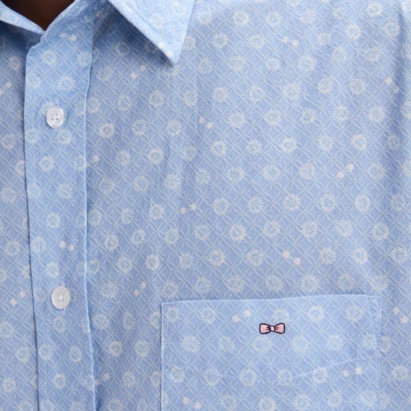 Chemise En Popeline De Coton Ciel Imprimé Blanc Coupe Droite Eden Park