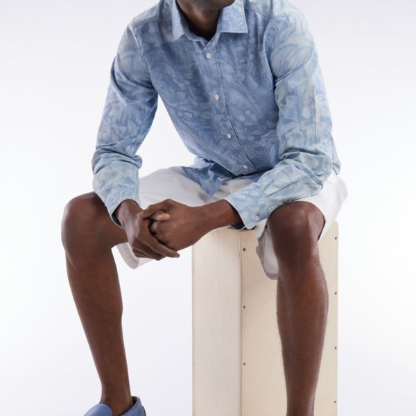 Chemise Imprimée En Chambray Gris Coupe Ajustée Eden Park