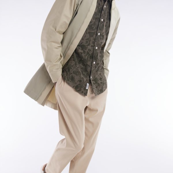 Chemise Imprimée En Lin Kaki Coupe Ajustée Eden Park