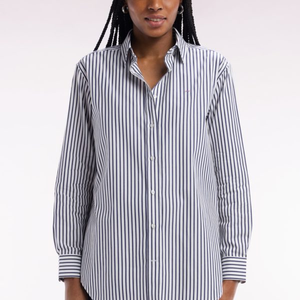 Chemise En Coton Ciel À Rayures Bâtons Coupe Décontractée Eden Park