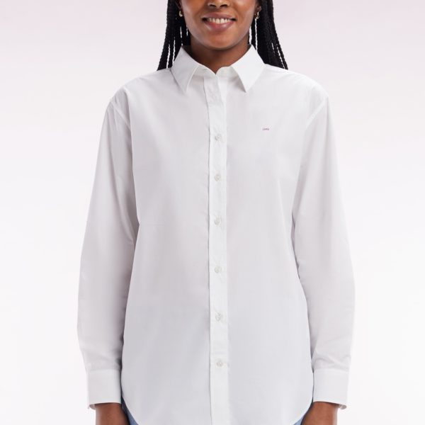 Chemise Unie En Coton Blanc Coupe Décontractée Eden Park