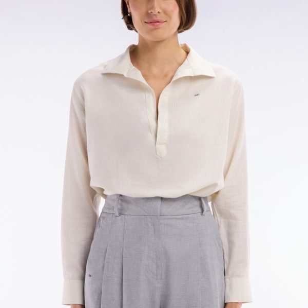 Chemise Vareuse En Coton Écru Coupe Décontractée Eden Park