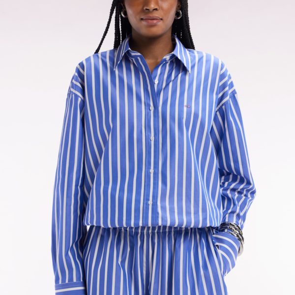 Chemise En Coton Bleue À Rayures Blanches Coupe Oversized Eden Park