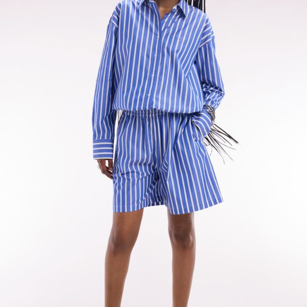 Chemise En Coton Bleue À Rayures Blanches Coupe Oversized Eden Park
