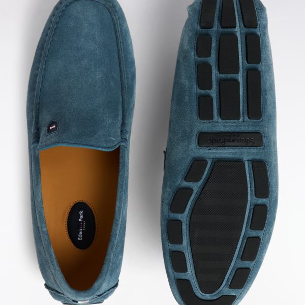 Mocassins En Cuir Suédé Bleus Eden Park
