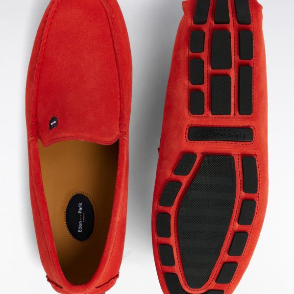 Mocassins En Cuir Suédé Rouges Eden Park