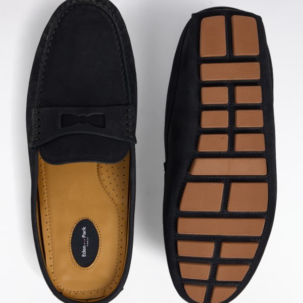 Mocassins Babouches En Cuir Suédé Marine Eden Park