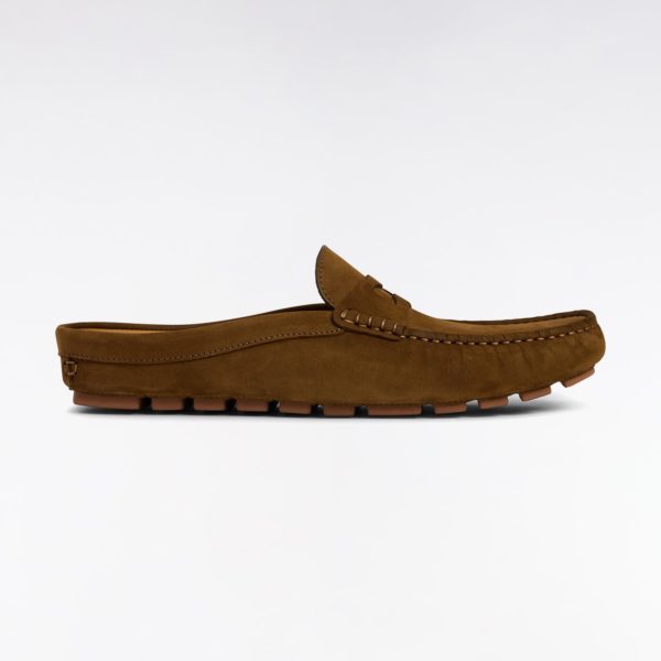 Mocassins Babouches En Cuir Suédé Kakis Eden Park