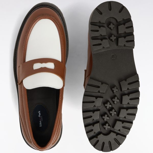 Mocassins Bicolores En Cuir Marron Et Blancs Eden Park