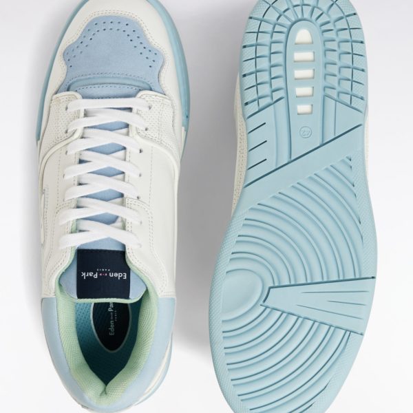 Sneakers Ep10 En Cuir Blanches Et Vert D’eau Eden Park