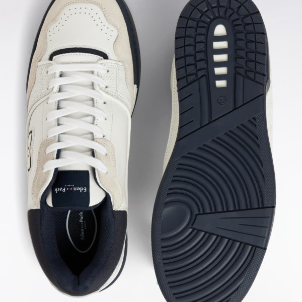 Sneakers Ep10 En Cuir Blanches Et Marine Eden Park