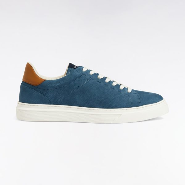 Baskets Basses En Cuir Bleu Gris Eden Park