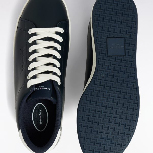 Baskets Basses En Cuir Bleu Marine Eden Park