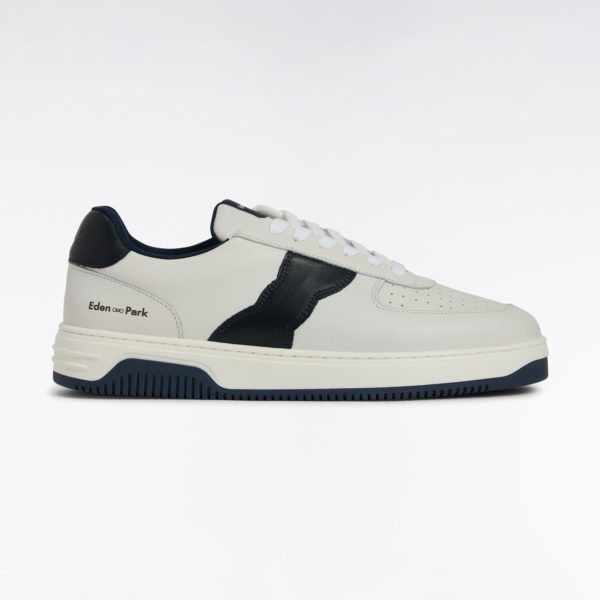 Sneakers En Cuir Blanches Détails Noirs Eden Park