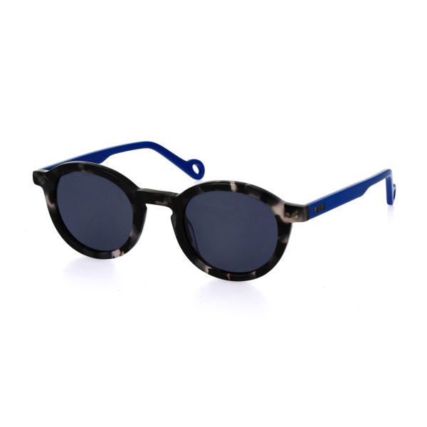Lunette De Soleil Rondes En Acétate Écaille Gris-bleu Xv De France Eden Park