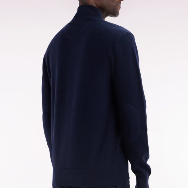 Cardigan Zippé En Coton Marine À Broderie Nœud Papillon Cerclée Coupe Droit Eden Park