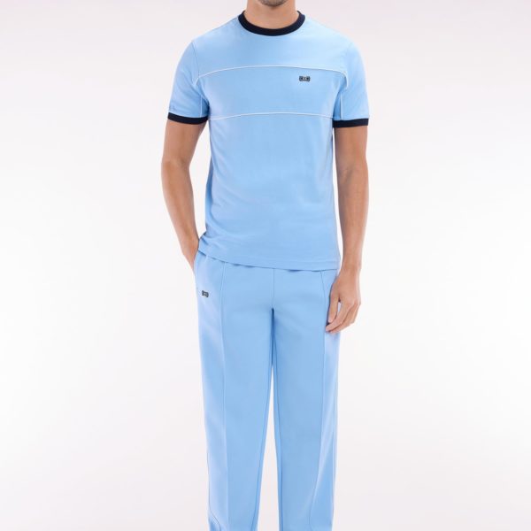 Pantalon Jogging En Coton Interlock Ciel Coupe Droite Eden Park