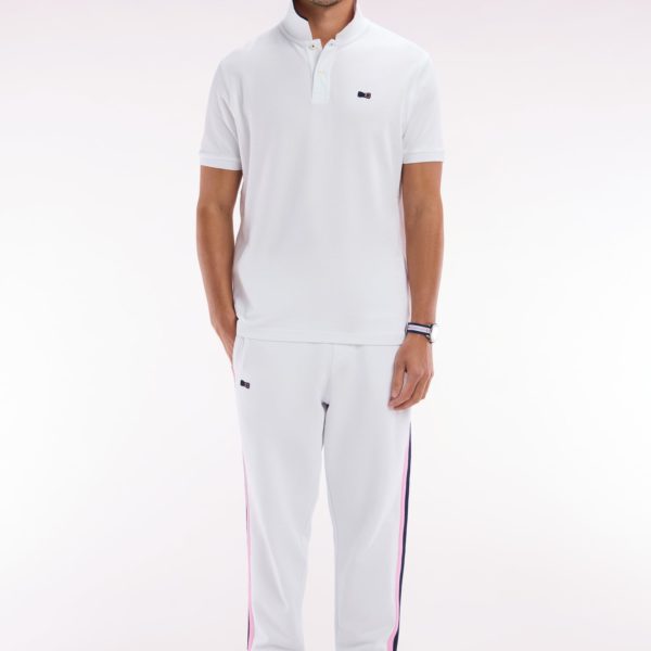Pantalon Jogging En Coton Blanc À Détails Tricolores Coupe Décontractée Eden Park