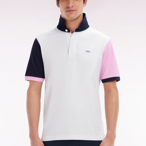 Maillot À Manches Courtes En Jersey De Coton Blanc Manches Bicolores Eden Park
