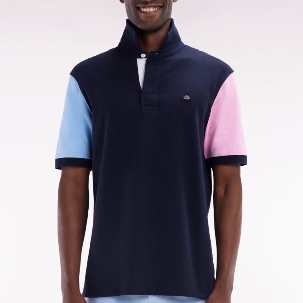 Maillot À Manches Courtes En Jersey De Coton Marine Broderie Dos Eden Park