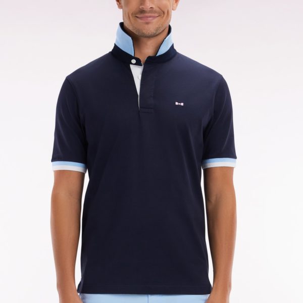 Maillot À Manches Courtes En Jersey De Coton Marine Coupe Droite Broderies Nœud Papillon Eden Park