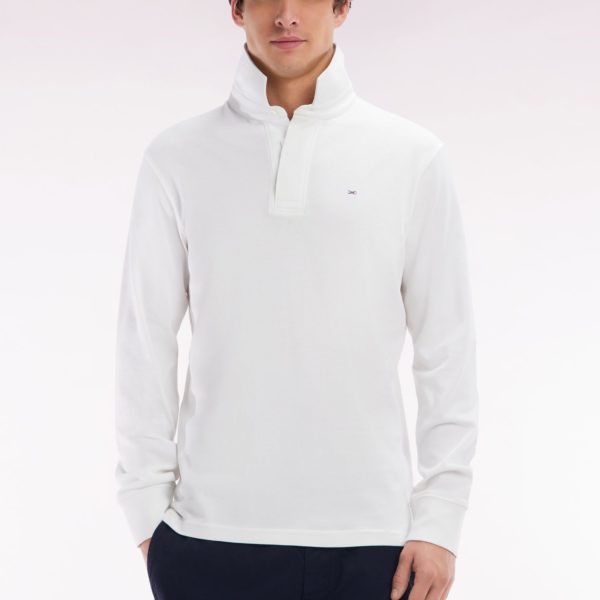 Maillot À Manches Longues En Coton Pima Blanc Coupe Droite Eden Park