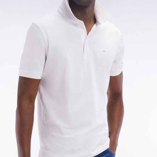 Polo À Manches Courtes En Piqué Coton Stretch Blanc Coupe Ajustée Eden Park