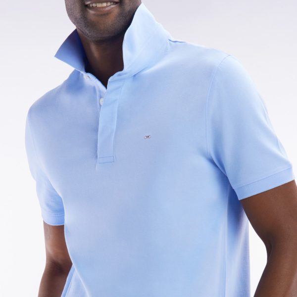 Polo À Manches Courtes En Piqué Coton Stretch Ciel Coupe Ajustée Eden Park