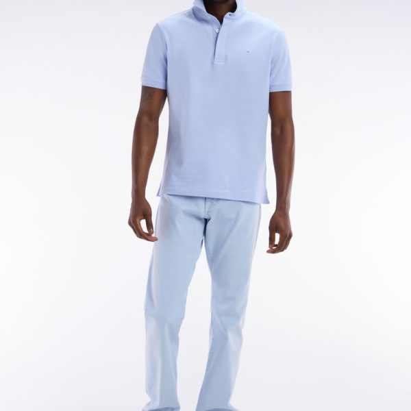 Polo À Manches Courtes En Piqué Coton Stretch Gris Clair Coupe Ajustée Eden Park