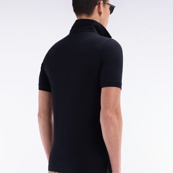 Polo À Manches Courtes En Coton Stretchnoir Coupe Ajustée Eden Park