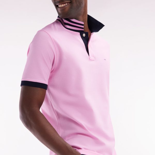Polo À Manches Courtes En Piqué De Coton Pima Rose Dessous De Col Cerclé Coupe Droite Eden Park