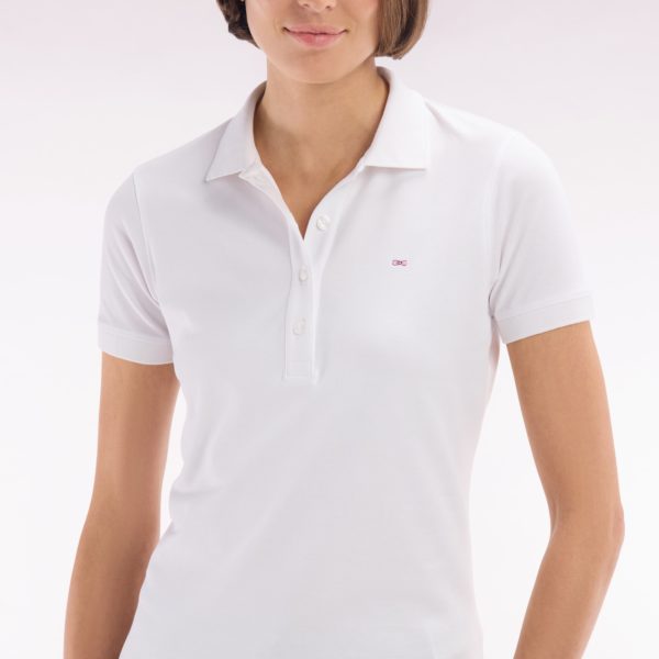 Polo À Manches Courtes En Piqué De Coton Stretch Blanc Coupe Ajustée Eden Park