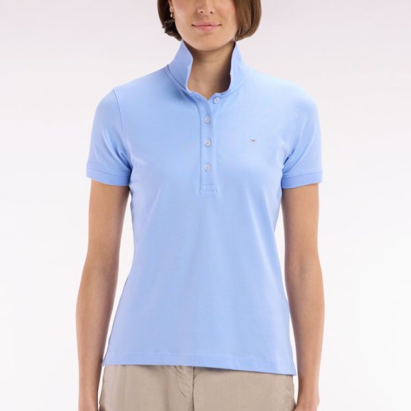 Polo À Manches Courtes En Piqué De Coton Stretch Ciel Coupe Ajustée Eden Park
