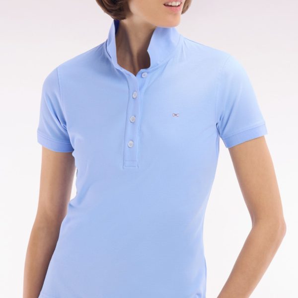 Polo À Manches Courtes En Piqué De Coton Stretch Ciel Coupe Ajustée Eden Park
