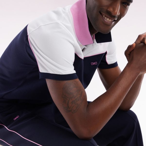 Polo À Manches Courtes En Coton Marine Colorblock Coupe Droite Eden Park