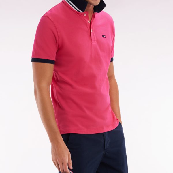 Polo À Manches Courtes En Coton Rose Coupe Droite Eden Park