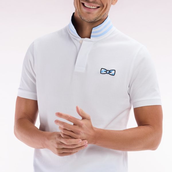 Polo À Manches Courtes En Coton Blanc Dessous De Col Cerclé Coupe Droite Eden Park