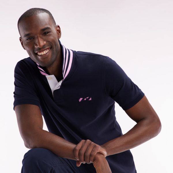 Polo À Manches Courtes En Coton Marine Dessous De Col Cerclé Coupe Droite Eden Park