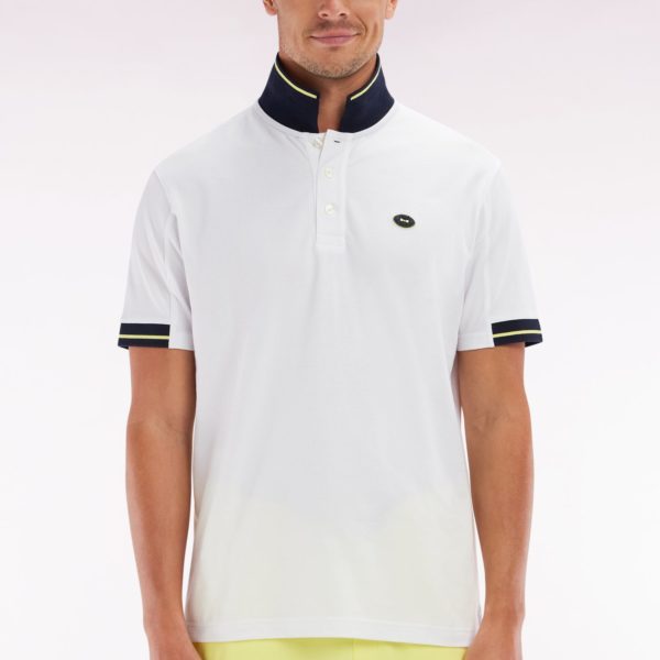 Polo À Manches Courtes En Coton Jaune Détails Colorés Coupe Décontractée Eden Park