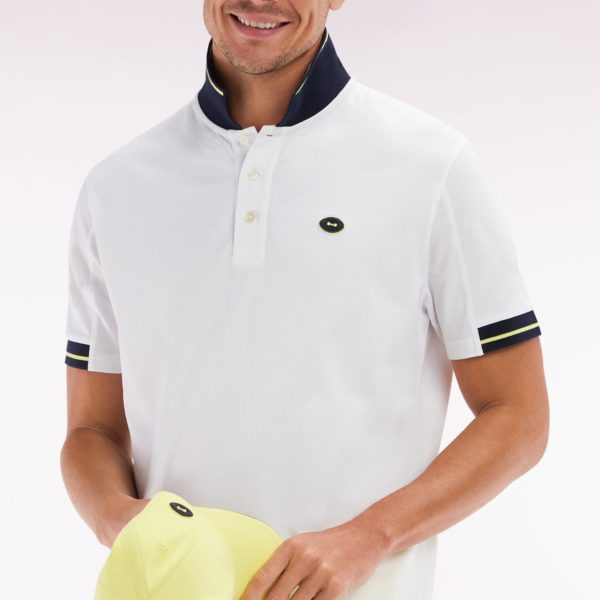 Polo À Manches Courtes En Coton Jaune Détails Colorés Coupe Décontractée Eden Park