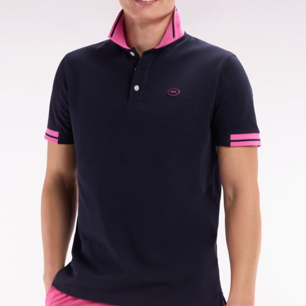 Polo À Manches Courtes En Coton Rose Détails Colorés Coupe Décontractée Eden Park