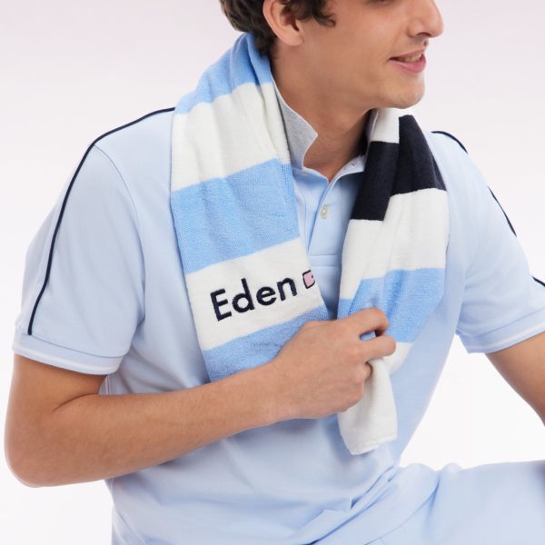 Polo À Manches Courtes Uni En Coton Ciel Inscription Eden Park Coupe Décontractée Eden Park