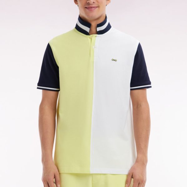 Polo À Manches Courtes En Coton Bicolore Jaune Et Blanc Coupe Décontractée Eden Park