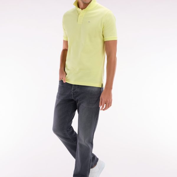 Polo À Manches Courtes Uni En Coton Pima Jaune Coupe Droite Eden Park