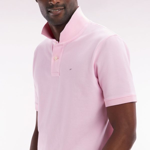 Polo À Manches Courtes Uni En Coton Pima Rose Clair Coupe Droite Eden Park